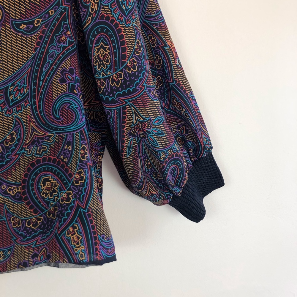 vintage sheer‎ black floral bomber jacket cropped blouse 90s y2k grunge hippie - Picture 10 of 11
